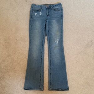 SO Women's Distressed Blue Boot Cut Jeans
